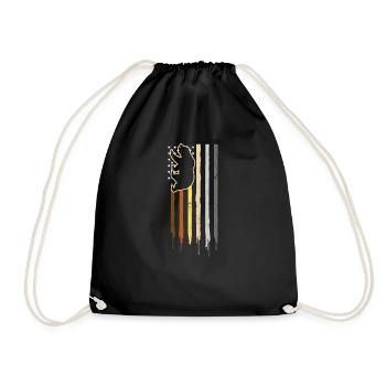 Gay Daddy Pride Bear Patriotic US Flag Gift - Drawstring Bag - black - Front
