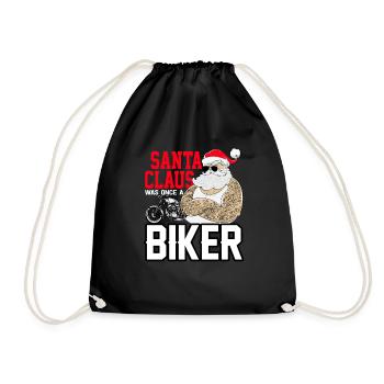 Christmas biker motorcycle motorcyclist Nicholas - Drawstring Bag - black - Front