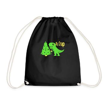 Dinosaur Christmas Oh Crap Gift - Drawstring Bag - black - Front