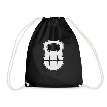 Cadeau d'ECG de battement de coeur de Kettlebell - Sac de sport léger - noir - Devant