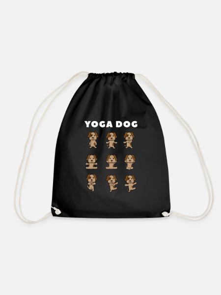 Yoga dog - Drawstring Bag - black