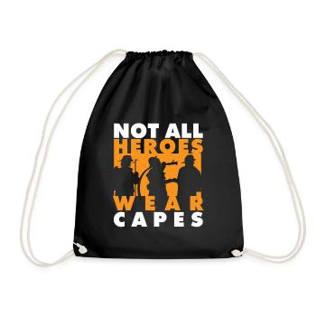 Firefighter Tshirt for fire brigade - Drawstring Bag - black - Front