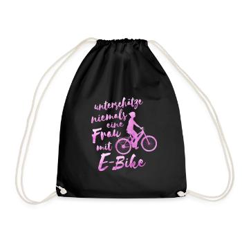 e bike bike woman gift e bike - Drawstring Bag - black - Front