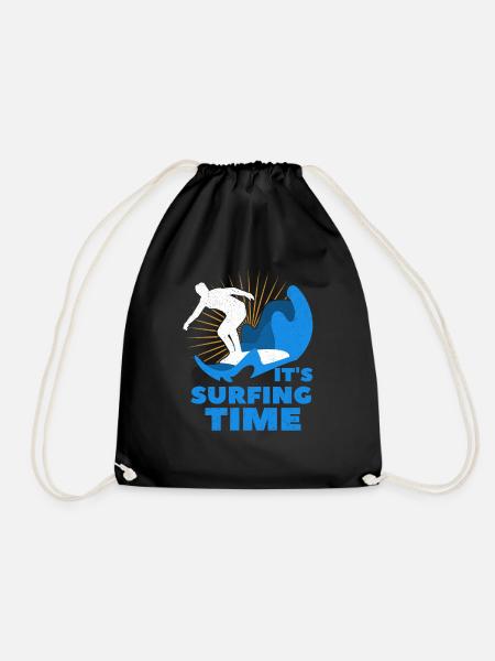 Surfing surfing - Drawstring Bag - black