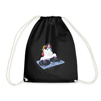 Ingénieur du son cadeau Licorne DJ - Sac de sport léger - noir - Devant