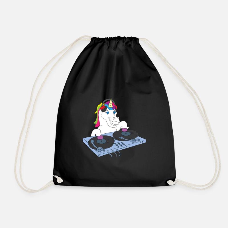 Sound Engineer Unicorn DJ Gift - Drawstring Bag - black