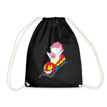 Roller Coaster Riding Unicorn Gift - Drawstring Bag - black - Front