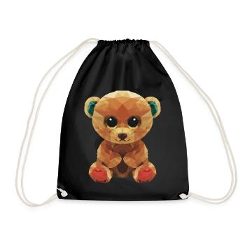 Grand ours en peluche avec des yeux géants conception polygone - Sac de sport léger - noir - Devant