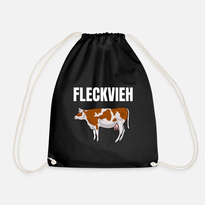 Fleckvieh Kuh Milchbauer Landwirt Geschenk - Turnbeutel - Schwarz
