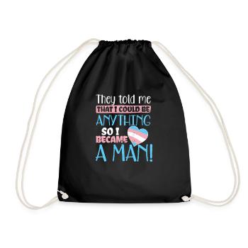 Transgender Heart I Could Be Anything Gift - Drawstring Bag - black - Front
