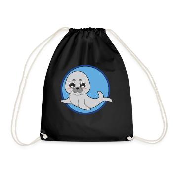 Otarie phoque mignonne - Sac de sport léger - noir - Devant