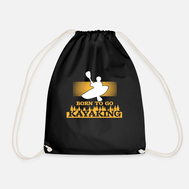 Born kayaking kayak - Drawstring Bag - black