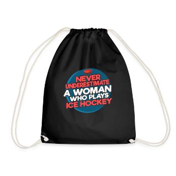Ice hockey player ice hockey women - Drawstring Bag - black - Front