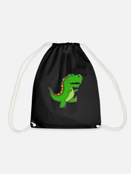 T-Rex Dinosaurier Kinder Tshirt - Turnbeutel - Schwarz
