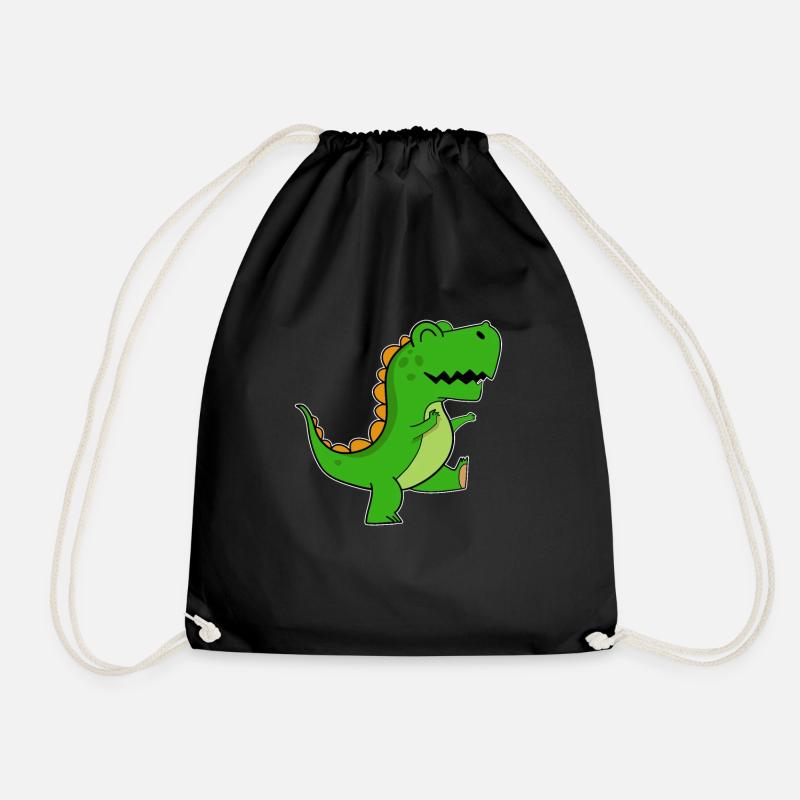 T-Rex Dinosaurier Kinder Tshirt - Turnbeutel - Schwarz