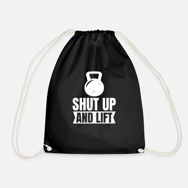 Kettlebell Shut Up And Lift Gift - Drawstring Bag - black