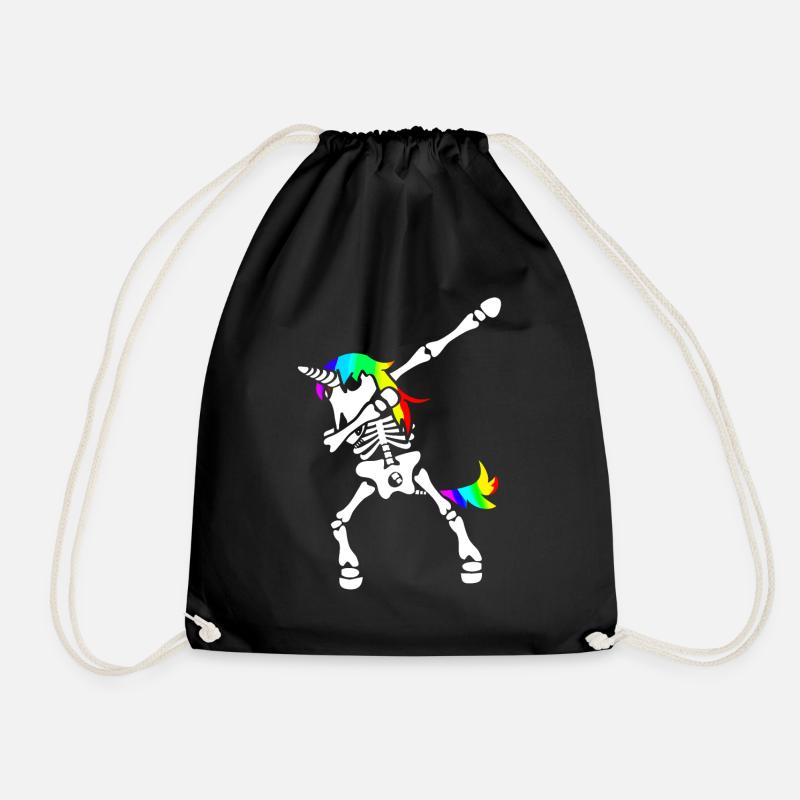 Dab Einhorn Skelett Dabbing Gerippe Halloween - Turnbeutel - Schwarz