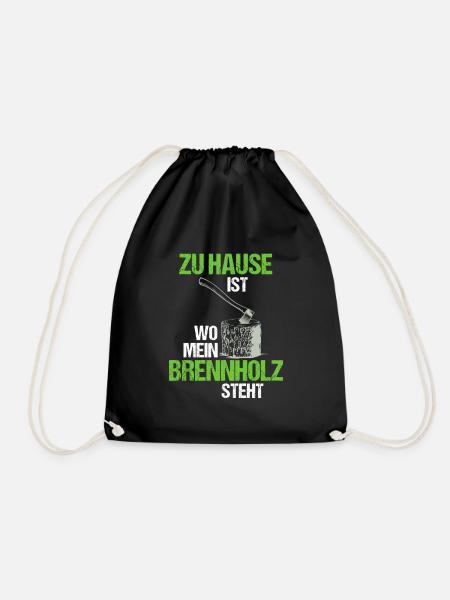 Brennholz Axt Holz Machen - Turnbeutel - Schwarz