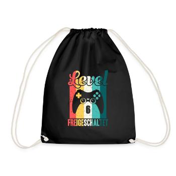Level 6 years old unlocked - Drawstring Bag - black - Front