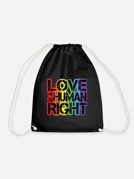 Liebe ist ein Menschenrecht - Regenbogen-LGBT-Herz - Turnbeutel - Schwarz