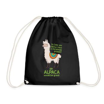 Weihnachts-Alpaka - Lustige Lama-Weihnachtsglocken - Turnbeutel - Schwarz - Vorne