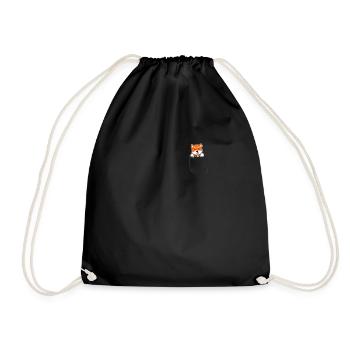 Shiba Inu Pocket Dog Gift - Drawstring Bag - black - Front