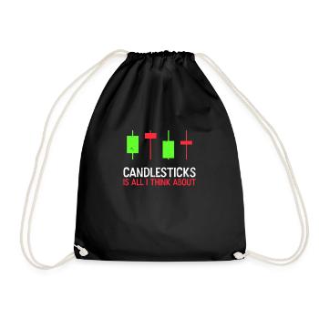 Aktienhandel denken über Candlesticks Geschenk - Turnbeutel - Schwarz - Vorne