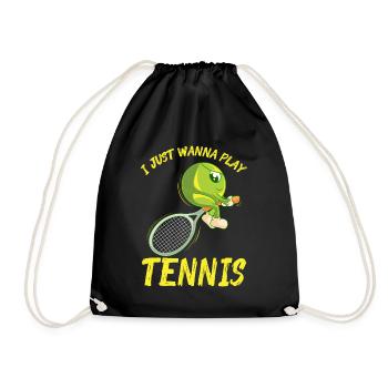 Lustiger Tennis Spruch Tennisball Kinder - Turnbeutel - Schwarz - Vorne