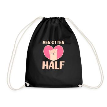 Otter Her Otter Half - Drawstring Bag - black - Front