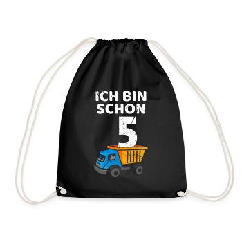Ich bin schon 5 Jahre Geburtstag 5. Geburtstag - Turnbeutel - Schwarz - Vorne