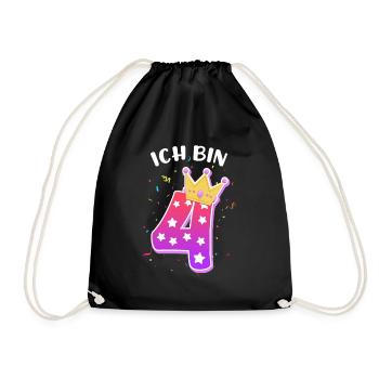 Ich bin 4 Jahre 4. Geburtstag Mädchen - Turnbeutel - Schwarz - Vorne