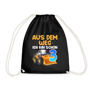 Aus dem Weg ich bin schon 3 Jahre 3. Geburtstag - Turnbeutel - Schwarz - Vorne