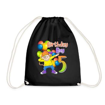 Birthday Boy 5 years 5th birthday boy - Drawstring Bag - black - Front