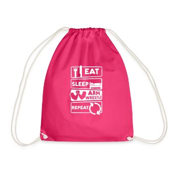 Arm Wrestling Eat Sleep Repeat - Drawstring Bag - fuchsia - Front