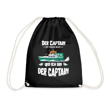 Der Captain hat immer Recht und ich bin d. Kapitän - Turnbeutel - Schwarz - Vorne