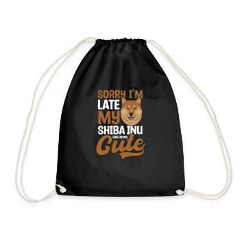 Shiba Inu Was Beeing Cute - Drawstring Bag - black - Front