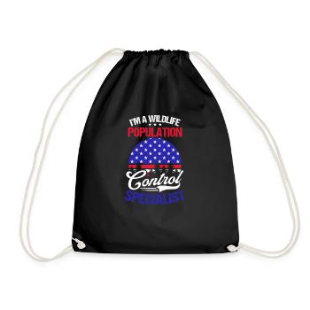 Hunting American Flag Population Control Special - Drawstring Bag - black - Front