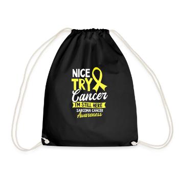 Sarcoma Cancer Nice Try Cancer - Drawstring Bag - black - Front