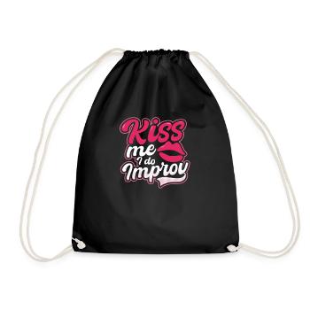 Improv Theatre Kiss I Do Improv - Drawstring Bag - black - Front