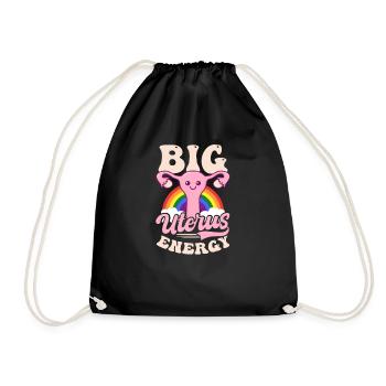 Roe v Wade Pro Choice Big Uterus Energy Rainbow - Drawstring Bag - black - Front