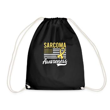 Sarcoma Cancer US American Flag 4th Of July - Drawstring Bag - black - Front
