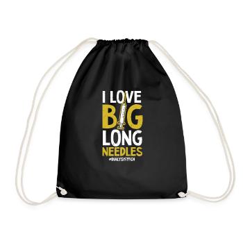 Dialysis Tech I Love Big Long Needles - Drawstring Bag - black - Front