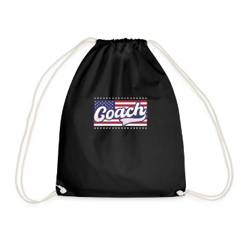 American Flag Coach 4th of July Stars Font - Drawstring Bag - black - Front