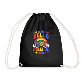 Erster Schultag Hello Pre-K Rainbow - Turnbeutel - Schwarz - Vorne