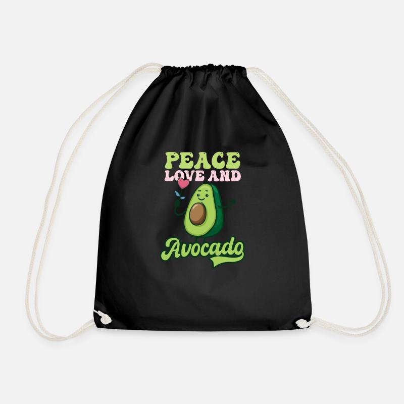 Avocado Frieden Liebe und Avocado - Turnbeutel - Schwarz