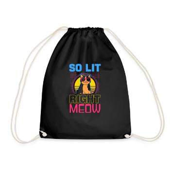 EDM Rave Techno 80s Lit Right Meow - Drawstring Bag - black - Front