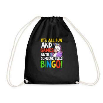 Bingo Queen Fun And Games Untill Someone Yells Bin - Drawstring Bag - black - Front