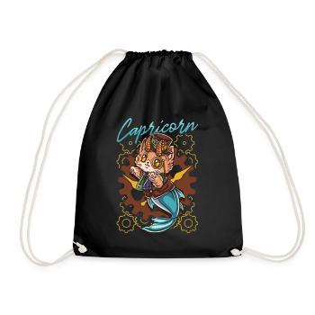 Steampunk-katze-steinbock-tierkreis - Turnbeutel - Schwarz - Vorne