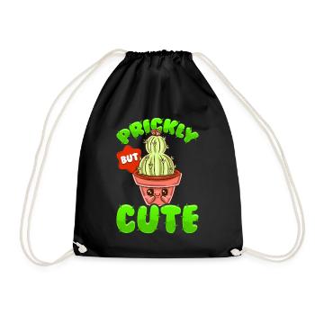 Piquant mais doux Kawaii Drôle de cactus - Sac de sport léger - noir - Devant