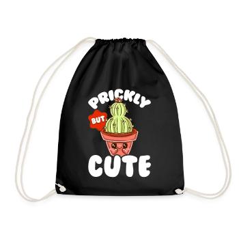 Piquant mais doux Kawaii Drôle de cactus - Sac de sport léger - noir - Devant